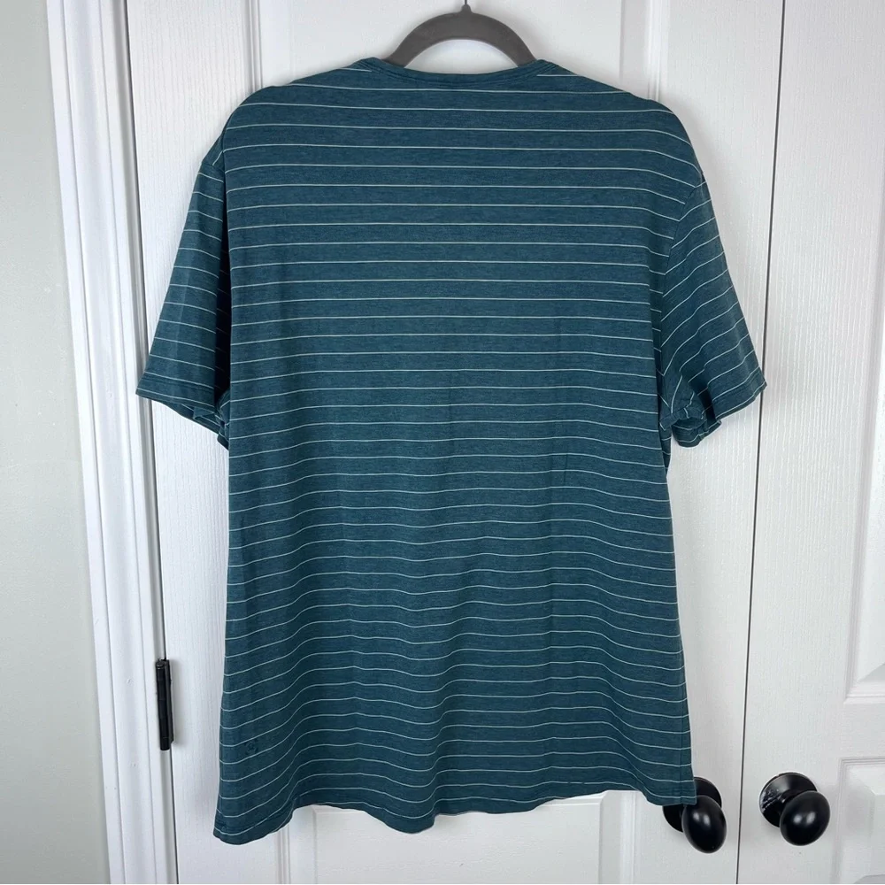 Men’s Lululemon 5 Year Basic Tee Short Sleeve Stripe Heathered Emerald Large